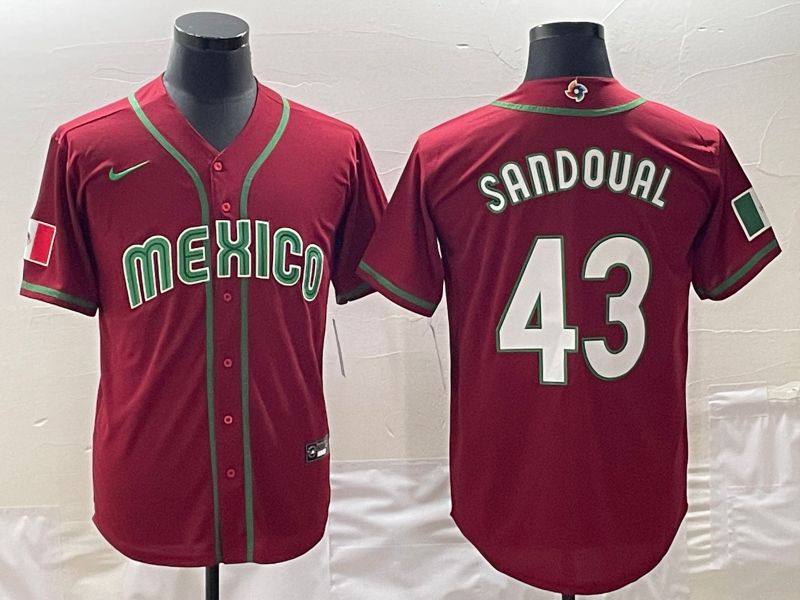 Men's Mexico Baseball #43 Patrick Sandoval 2023 Red World Baseball Classic Stitched Jersey Men's Mexico Baseball #43 Patrick Sandoval 2023 Red World Baseball Classic Stitched Jersey